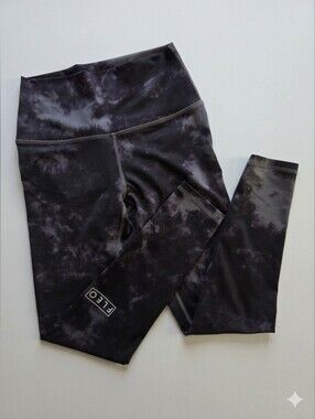 FLEO El Toro 25” Leggings M Black Gray TieDye CrossFit Gym Training Fitness NWOT